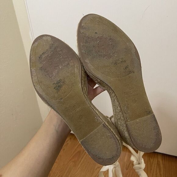 Stuart weitzman Ivory beige espadrille wrap wedge heels size US 9.5 - Picture 9 of 10